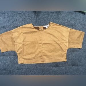 Cognac color suede material crop top